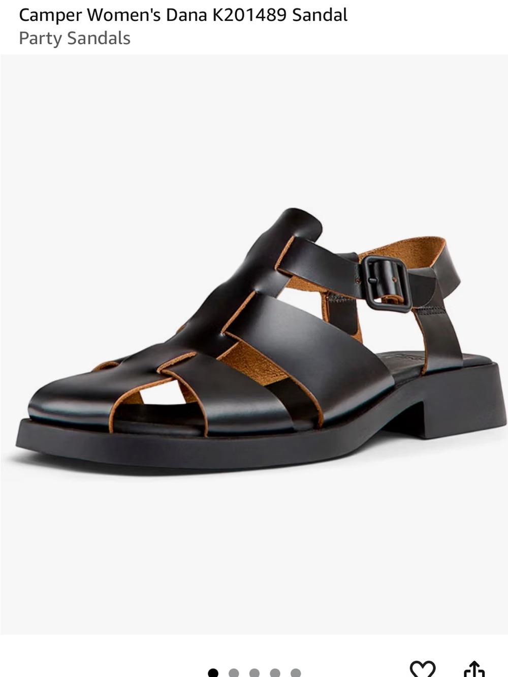 Camper Women's Dana Black Leather Cutout Buckle Sandal